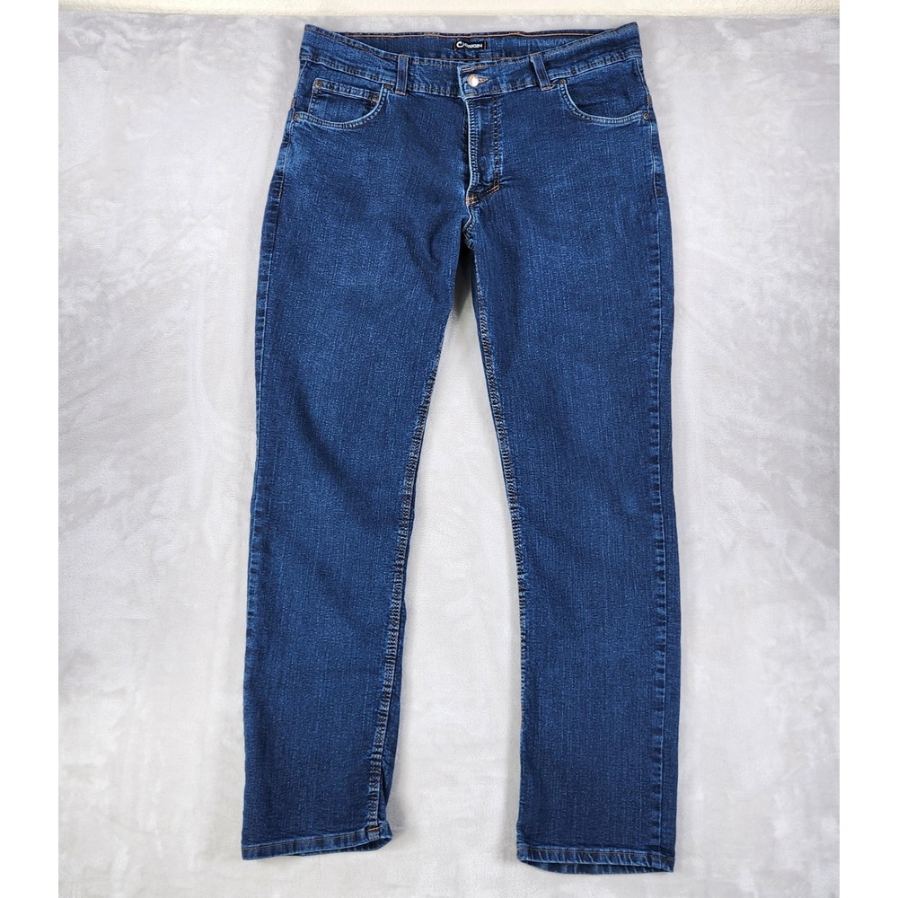 Origin Jeans D68 Mens 34x32 Blue Medium Wash Straight Stretch Denim Made USA